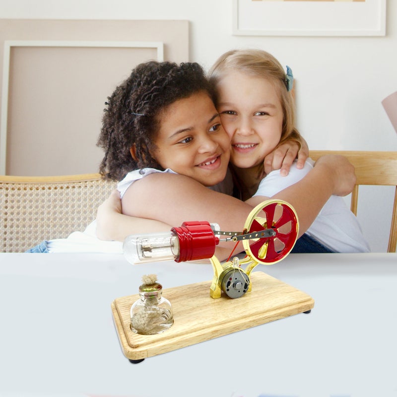 Stirling Engine Kit: Gold Zinc Alloy Stainless Steel Build - LED Light Stirling Engine Motor for Physics Education, Home Display & Hobbyists - Image 3