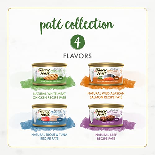 Fancy Feast Purina Fancy Feast Grain Free Wet Cat Food Pate Variety Pack Gourmet Naturals–Beef, Chicken, Salmon, Trout and Tuna - (2 Packs of 12) 3 oz. Cans - Image 2