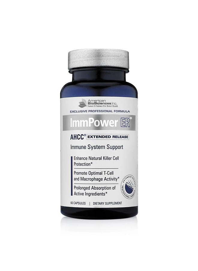 American BioSciences مكمل دعم المناعة من فطر إم باور ER AHCC (إطلاق ممتد) ، 60 كبسولة ، 500 ملغ لكل كبسولة - Image 1