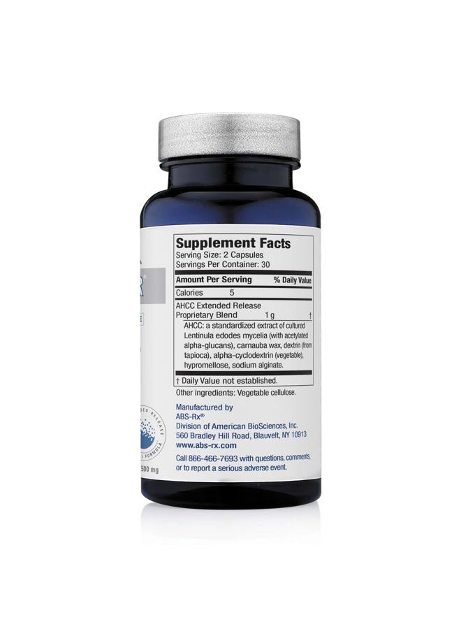 American BioSciences مكمل دعم المناعة من فطر إم باور ER AHCC (إطلاق ممتد) ، 60 كبسولة ، 500 ملغ لكل كبسولة - Image 2