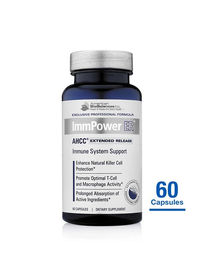 American BioSciences مكمل دعم المناعة من فطر إم باور ER AHCC (إطلاق ممتد) ، 60 كبسولة ، 500 ملغ لكل كبسولة - Image 3