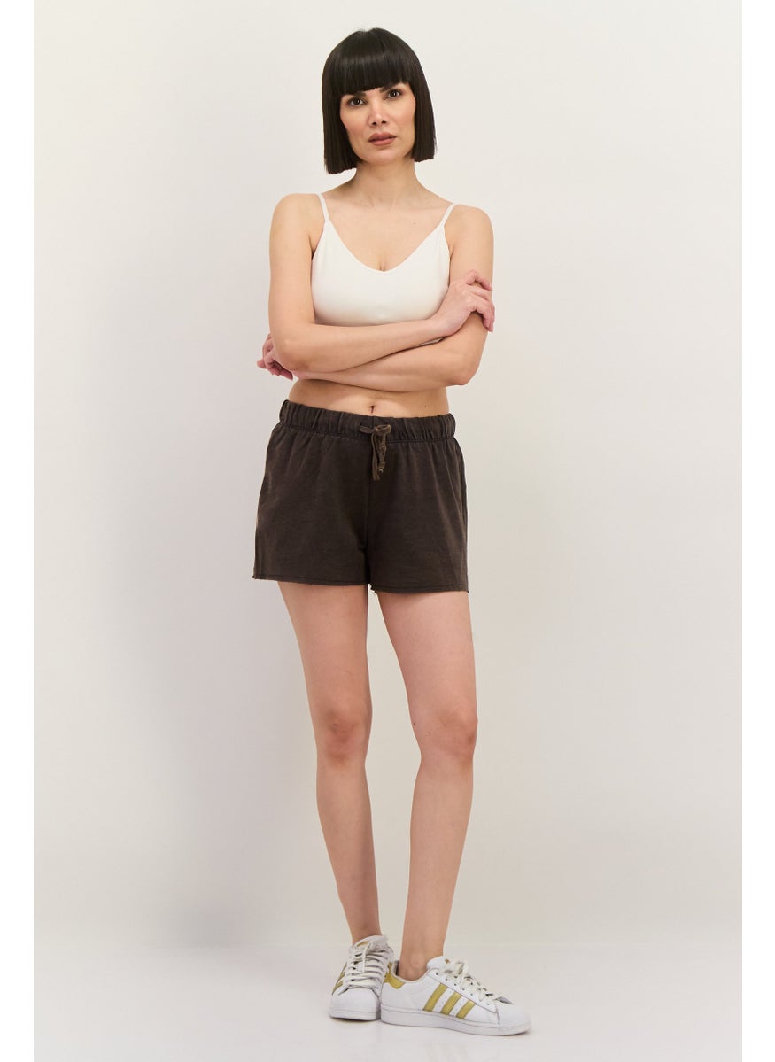 Lefties Women Solid Basic Shorts, Charcoal Grey  - Image 4