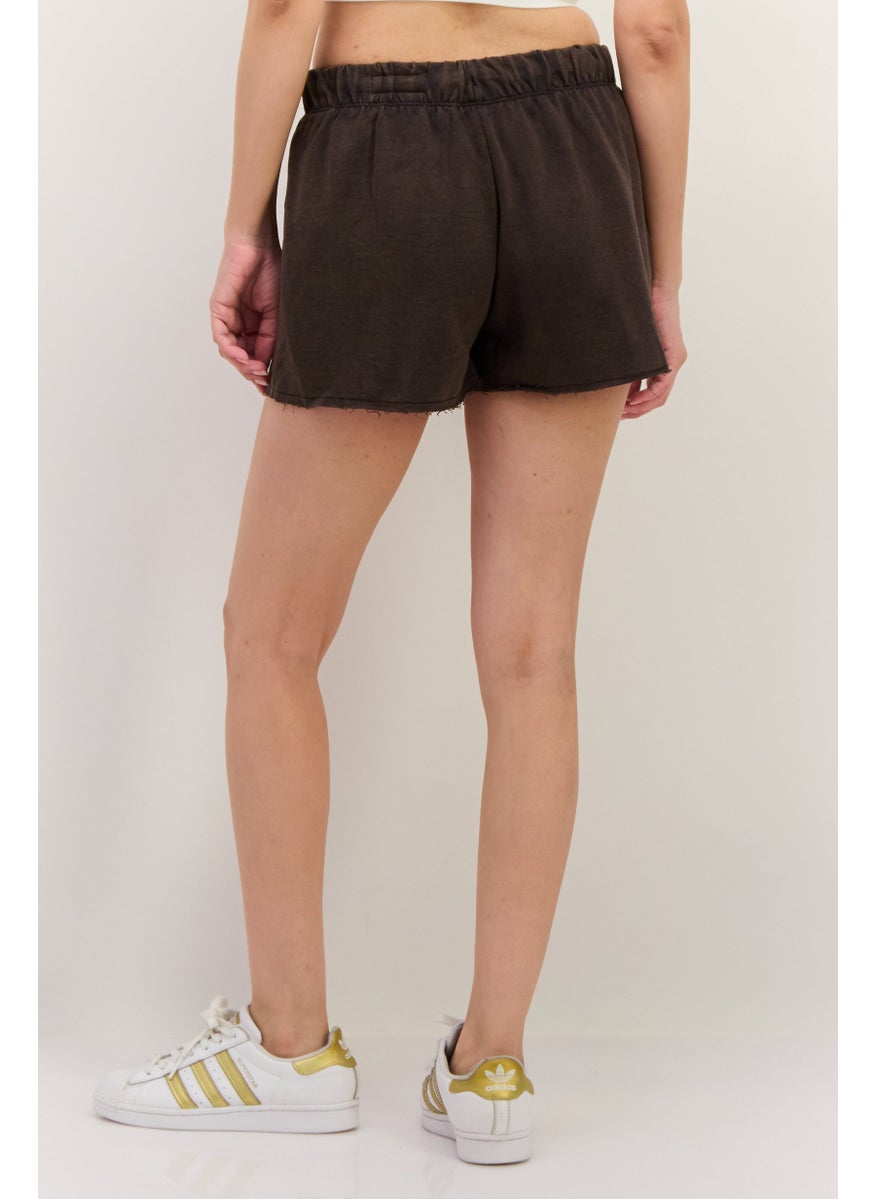 Lefties Women Solid Basic Shorts, Charcoal Grey  - Image 3