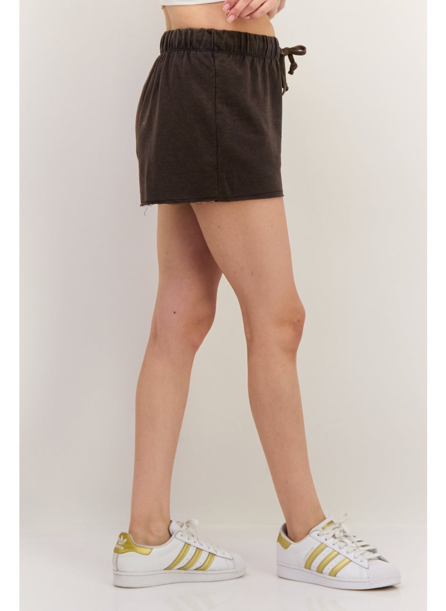 Lefties Women Solid Basic Shorts, Charcoal Grey  - Image 2