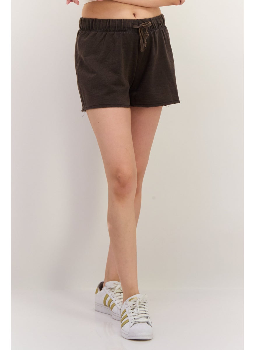Lefties Women Solid Basic Shorts, Charcoal Grey  - Image 1