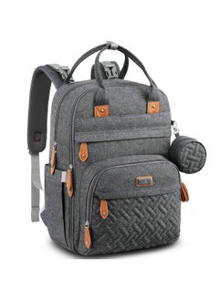 BabbleRoo Diaper Bag Backpack - Multi Function Waterproof Diaper Bag, Travel Essentials Baby Tote With Changing Pad, Stroller Straps & Pacifier Case - Unisex, Dark Gray  - Image 1