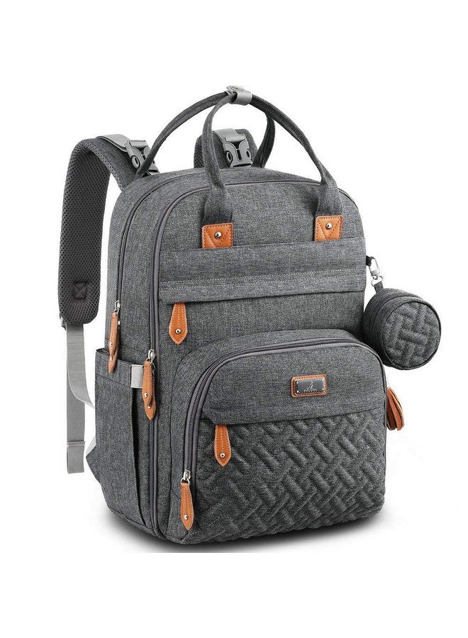BabbleRoo Diaper Bag Backpack - Multi Function Waterproof Diaper Bag, Travel Essentials Baby Tote With Changing Pad, Stroller Straps & Pacifier Case - Unisex, Dark Gray  - Image 1