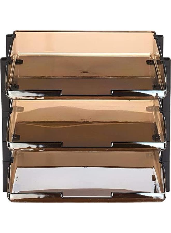 Maxi 3 Layers Plastic Document Tray Dark Brown Suitable For A4 Document - Image 3