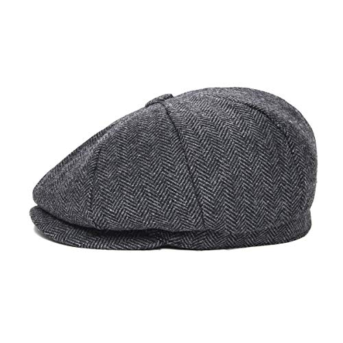 JANGOUL Boys Vintage Newsboy Cap Tweed Flat Beret Cabbie Hat for Kids Toddler Pageboy (6-24 Months, Black) - Image 3