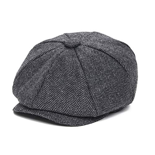 JANGOUL Boys Vintage Newsboy Cap Tweed Flat Beret Cabbie Hat for Kids Toddler Pageboy (6-24 Months, Black) - Image 1