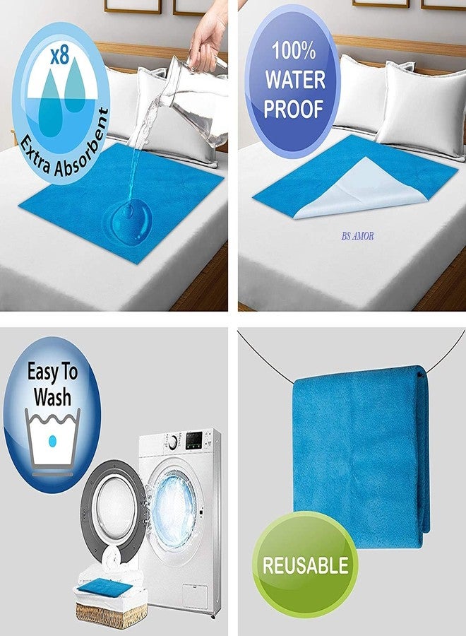 BS AMOR Cotton Soft Waterproof And Reusable Mat/Absorbent Sheets/Mattress Protector (70X50 Cm, Peacock Blue) Pack Of 1 - Image 5