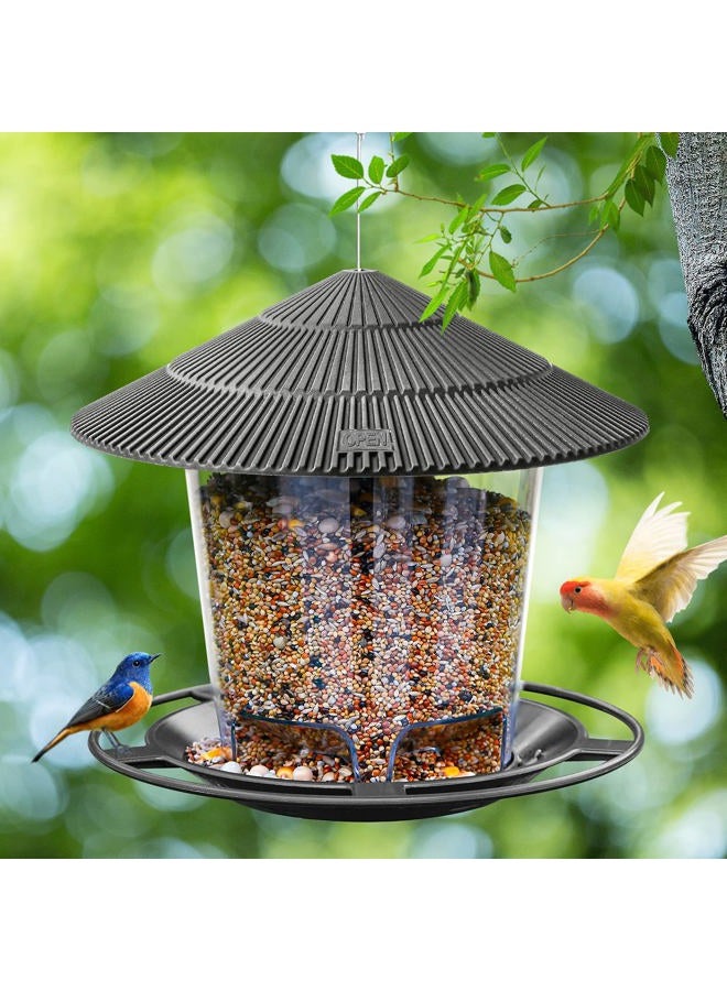 Hanizi Bird Feeders for Outside, Bird Feeder, Wild Bird Seed for Outside Feeders, Squirrel Proof Birds Feeder and Garden Decoration Yard for Bird Watchers (Grey) - Image 3
