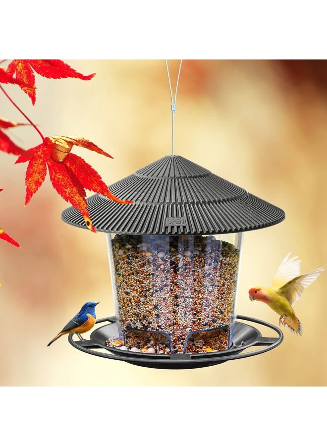 Hanizi Bird Feeders for Outside, Bird Feeder, Wild Bird Seed for Outside Feeders, Squirrel Proof Birds Feeder and Garden Decoration Yard for Bird Watchers (Grey) - Image 4