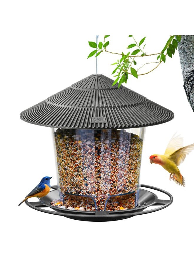 Hanizi Bird Feeders for Outside, Bird Feeder, Wild Bird Seed for Outside Feeders, Squirrel Proof Birds Feeder and Garden Decoration Yard for Bird Watchers (Grey) - Image 1