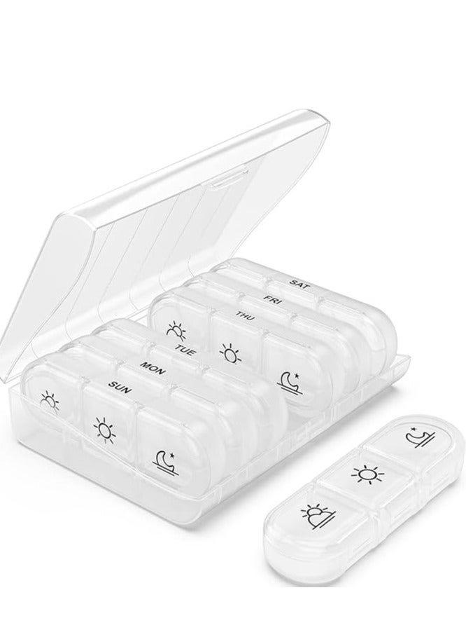 Weekly Pill Organizer 3 Times a Day, Portable Travel Pill Box 7 Day with Large Pill Containers, Light-Proof Pill Case for Vitamins, Medication, Supplements and Fish Oils - Image 1