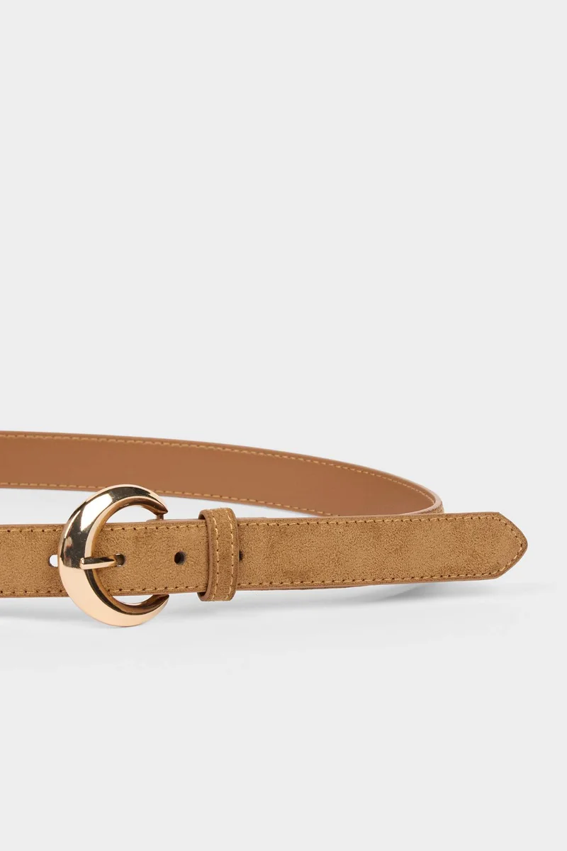 ديفاكتو Woman Oval Buckle Faux Leather Classic Belt