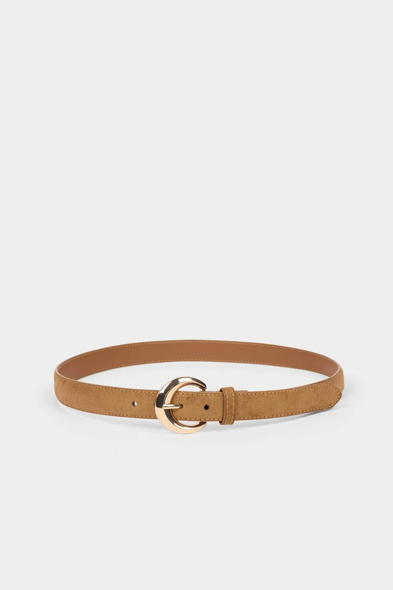 ديفاكتو Woman Oval Buckle Faux Leather Classic Belt