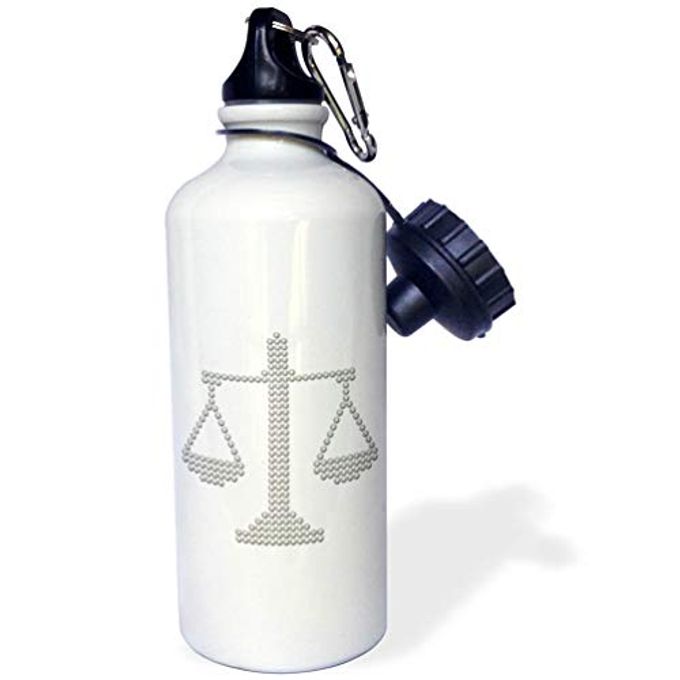 3dRose Dotted Scale of Justice-Modern Design (Pearls) Sports Water Bottle, 21 oz, White - Image 1
