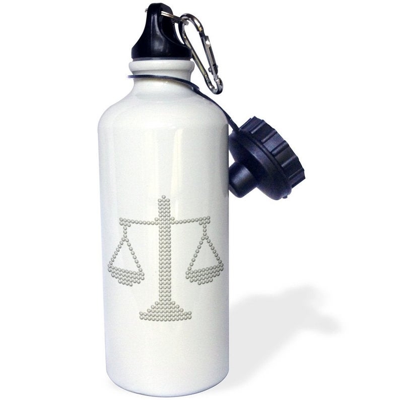 3dRose Dotted Scale of Justice-Modern Design (Pearls) Sports Water Bottle, 21 oz, White - Image 2