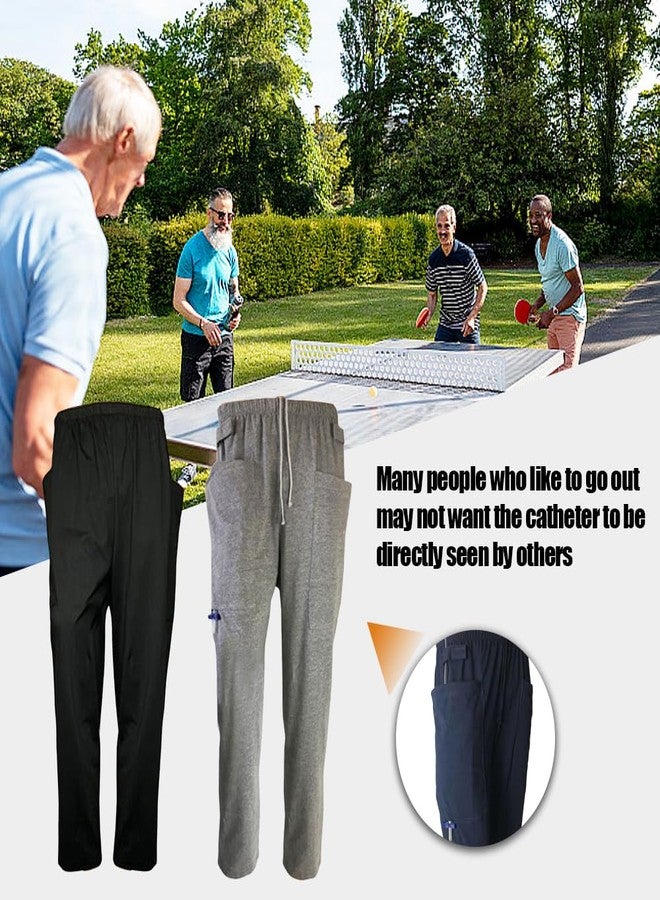 Lmaray Urine Bag Pants for Elder, Incontinence Care Trousers, Catheter Leg Bag Pants with 2 Outer Pockets, US XL/Waist 43" - Image 2