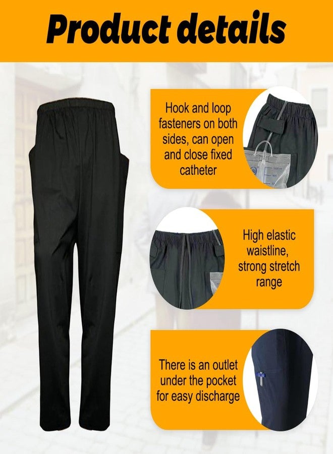 Lmaray Urine Bag Pants for Elder, Incontinence Care Trousers, Catheter Leg Bag Pants with 2 Outer Pockets, US XL/Waist 43" - Image 3