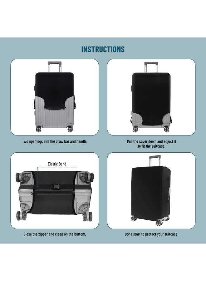 السياحية البريطانية غطاء حقيبة سفر 28 بوصة - واقي حقيبة سفر مطاطي قابل للغسل - غطاء مطاطي مقاوم للخدش والغبار لحقيبة ترولي 28 بوصة - ملحق سفر - Image 3