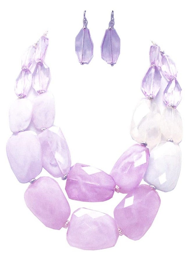 Secret for Longevity Lilac Iris Orchid Violet Lavender Pale Purple Colored Resin Big Chunky Statement Necklace - Image 2