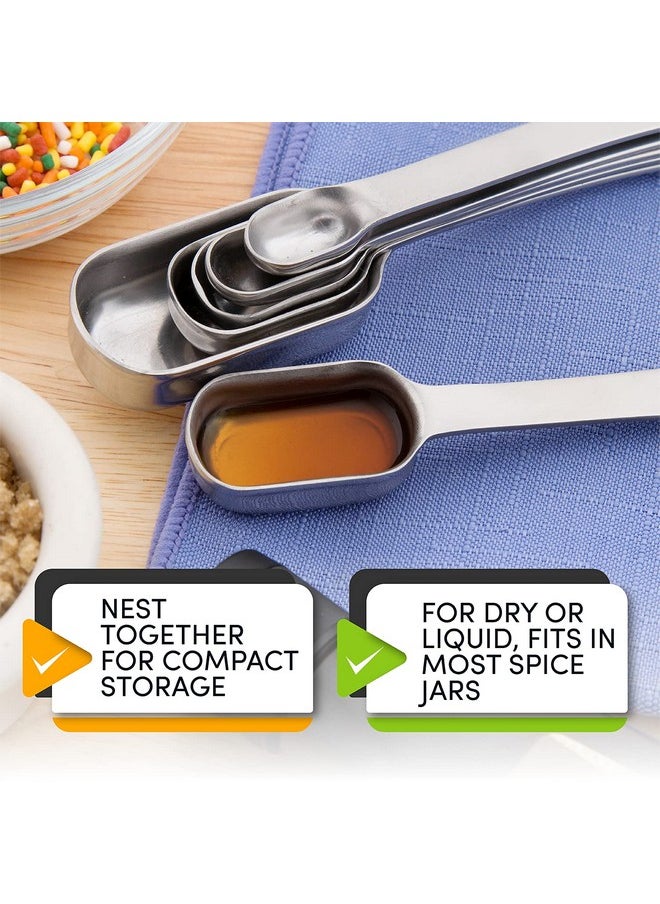 Spring Chef Spring Chef Stainless Steel Measuring Spoons Set of 7 with Leveler, Rectangular Metal Teaspoon & Tablespoon Measuring Spoons for Dry & Liquid Ingredients - Nesting Kitchen Gadgets For Baking & Cooking  - Image 5