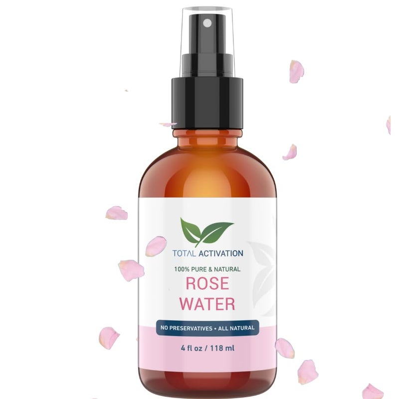 Total Activation Organic Rose Water Spray for Face â€“ 100% Pure Moroccan Rosewater Toner â€“ Natural Hydrating Mist for Skin, Hair & Body â€“ Gentle Makeup Remover for Dry, Oily, and Combination Skin â€“ 4 oz - Image 1