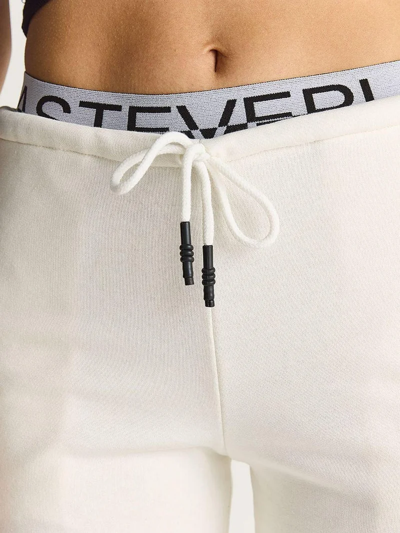 Bianco Lucci Ivory Natural LUCCI Flare Fit Drawstring Pocket Sweatpants for Women | Best Price UAE