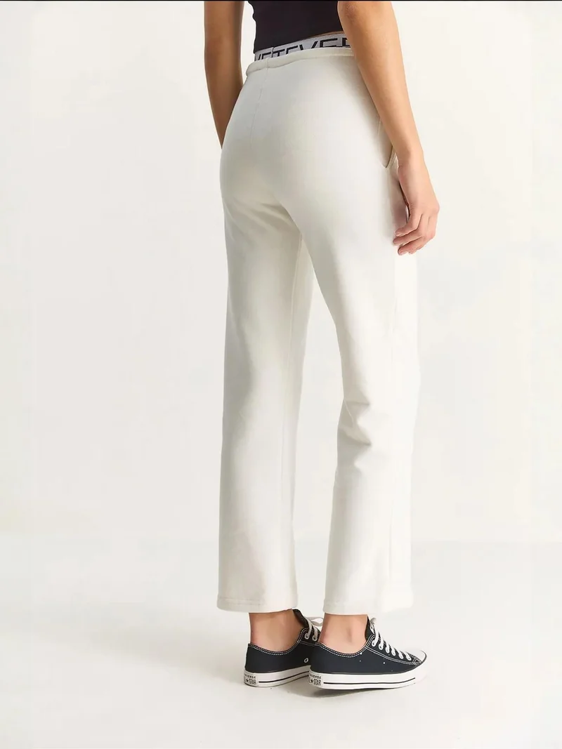 Bianco Lucci Ivory Natural LUCCI Flare Fit Drawstring Pocket Sweatpants for Women | Best Price UAE
