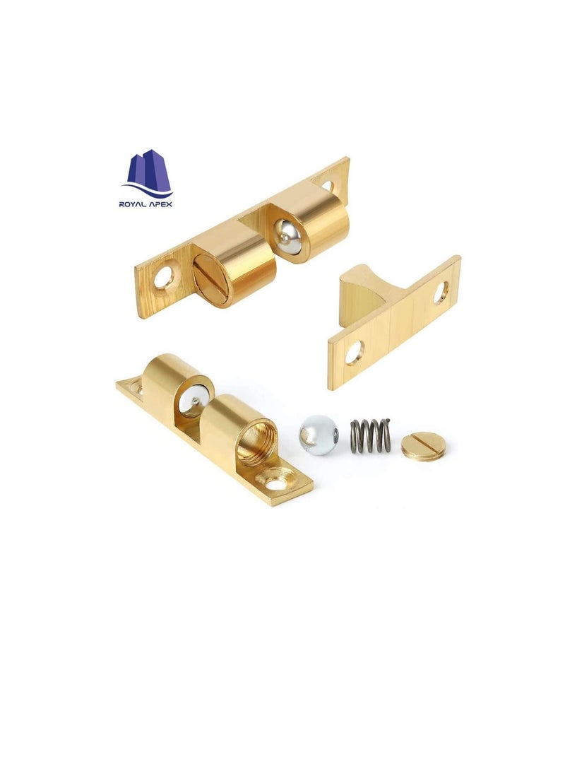 Cabinet Cupboard Door Catch Adjustable Double Ball Tension Catch for Cupboard Cabinet Door Furniture Latch 4 Pcs 60mm Brass SS Coated  - Image 3