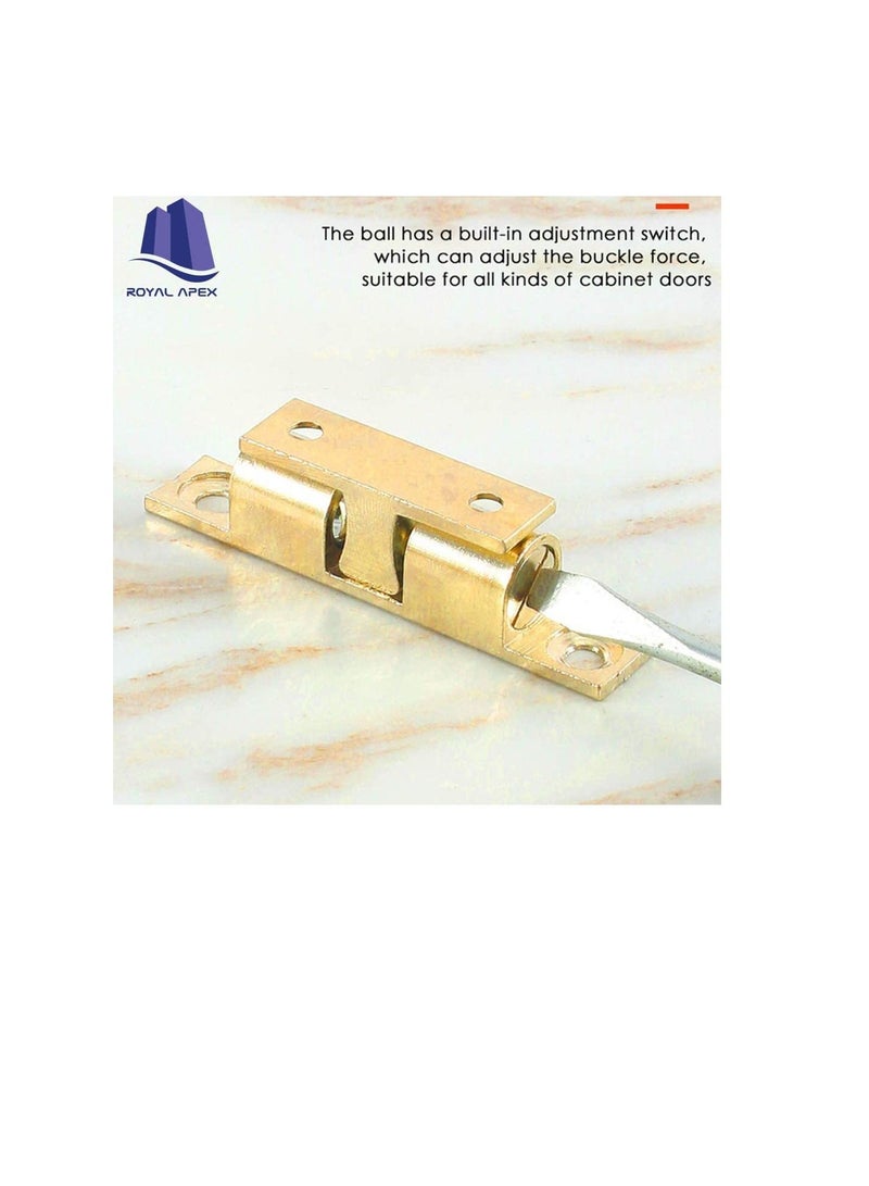 Cabinet Cupboard Door Catch Adjustable Double Ball Tension Catch for Cupboard Cabinet Door Furniture Latch 4 Pcs 60mm Brass SS Coated  - Image 2