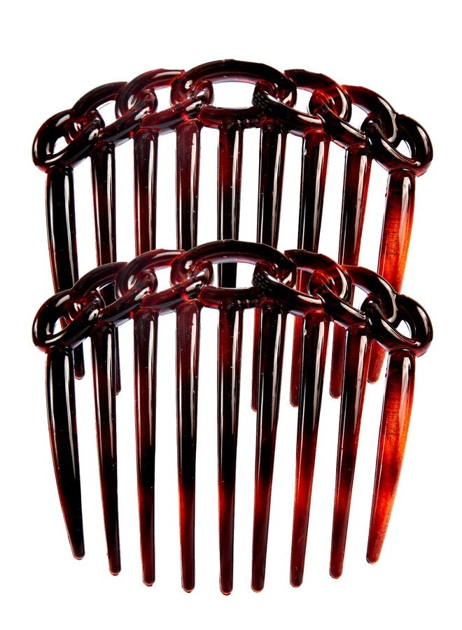 Caravan French 9 Tooth Rope Design Back Comb Tortoise Shell Pair