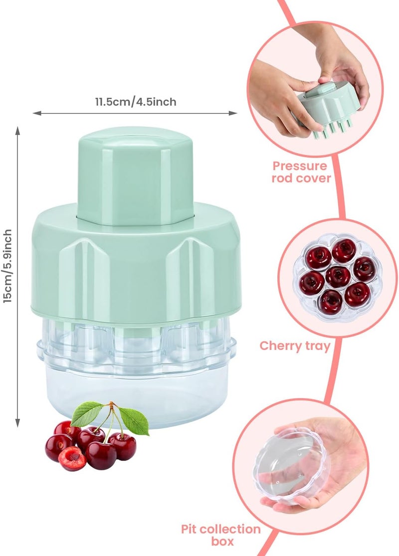 COFFWAY Cherry Pitter Tool, Multiple Fruit Remover, Mint Green, Kitchen Gadget for Cake Making and Fruit Salads - Image 2