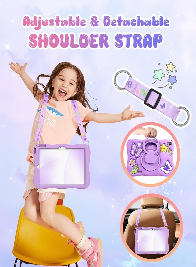 Kidcube for iPad 10th Generation Case 10.9 Inch 2022 - for Girls Cute Kawaii Girly 3D Purple Butterfly Design Cover with Rotating Stand & Strap Unique Silicone Women Teen for iPad Case 10th Generation - Image 3