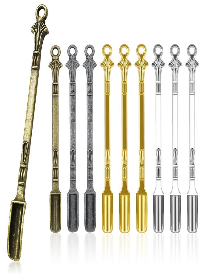 Canumer 10 PCS Mini Spoons Metal Shovel Tableware Charm Kitchen Pendant, Multicolor Small Spice Spoon, Tiny Shovel Spoon for Necklace DIY Craft Making Keychain - Image 1