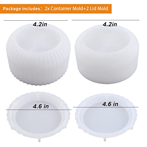 japleed 2Pcs Large Jar Resin Mold with Lid Silicone Resin Box Mold Cylinder Container Mold for Epoxy Resin Jewelry Trinket Candle Holder Organizer Mold Plant Pot Mold DIY Resin Concrete Crafts Home Decor - Image 4