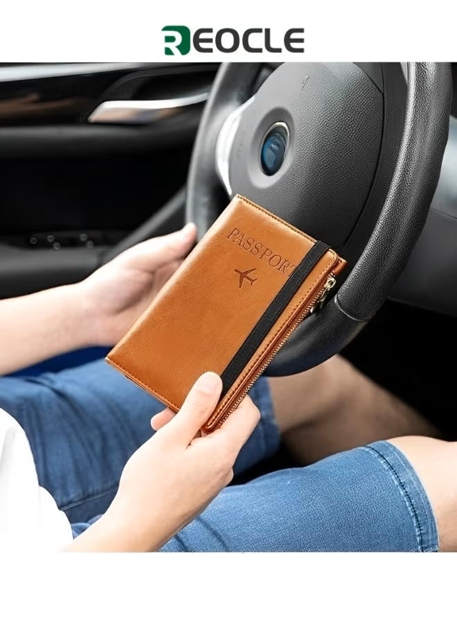 ريوكل حافظة جواز السفر، محفظة سفر رفيعة، حافظة بطاقات حجب RFID، حافظة جواز السفر، أساسيات السفر مع فتحات لبطاقات الائتمان للنساء والرجال - Image 1