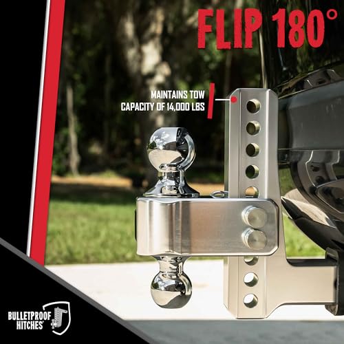 BulletProof Hitches - 2.5" Aluminum Trailer Hitch (14,000 lb. Rating) - Adjustable Hitch with 6" Drop/Rise and 2" & 2-5/16" Dual Ball - Corrosion-Resistant Tow Hitch - Image 4