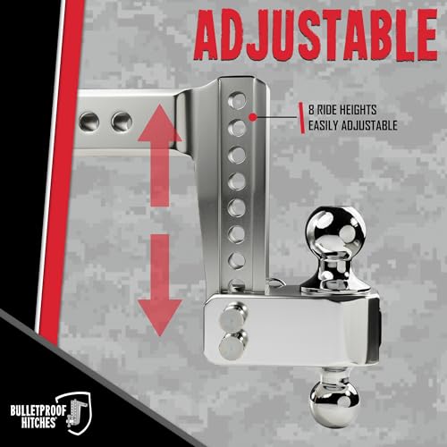 BulletProof Hitches - 2.5" Aluminum Trailer Hitch (14,000 lb. Rating) - Adjustable Hitch with 6" Drop/Rise and 2" & 2-5/16" Dual Ball - Corrosion-Resistant Tow Hitch - Image 3