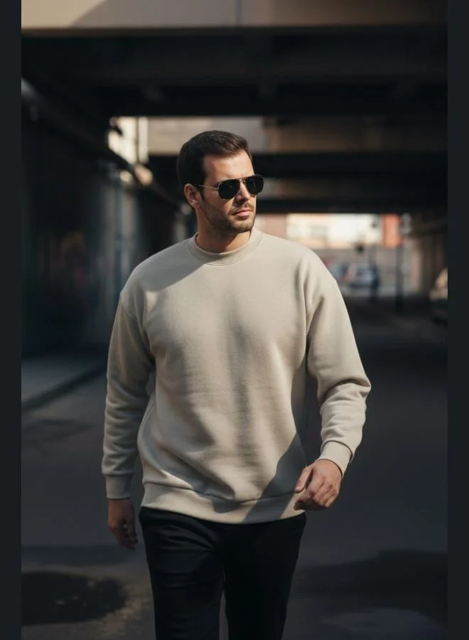 بوراتي سويت شيرت رجالي قطن مبطن بفرو ناعم بياقة دائرية من بوراتي