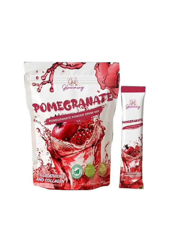 Pomegranate Powder Drink Mix with Glutathione and Collagen 10 Sachets x 20g