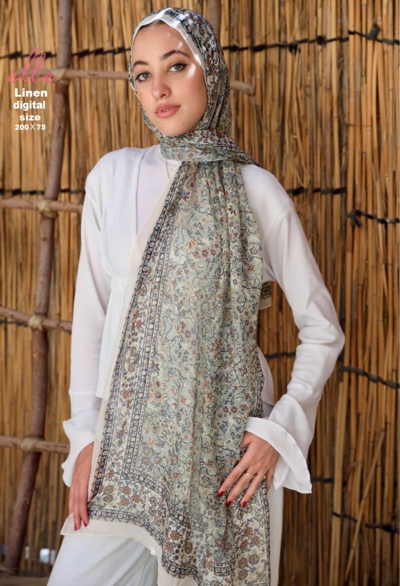 Luxury Linen Islamic Hijab Scarf for Women– Elegant Design for Daily Wear & Special Occasions – Size 200 × 75 cm