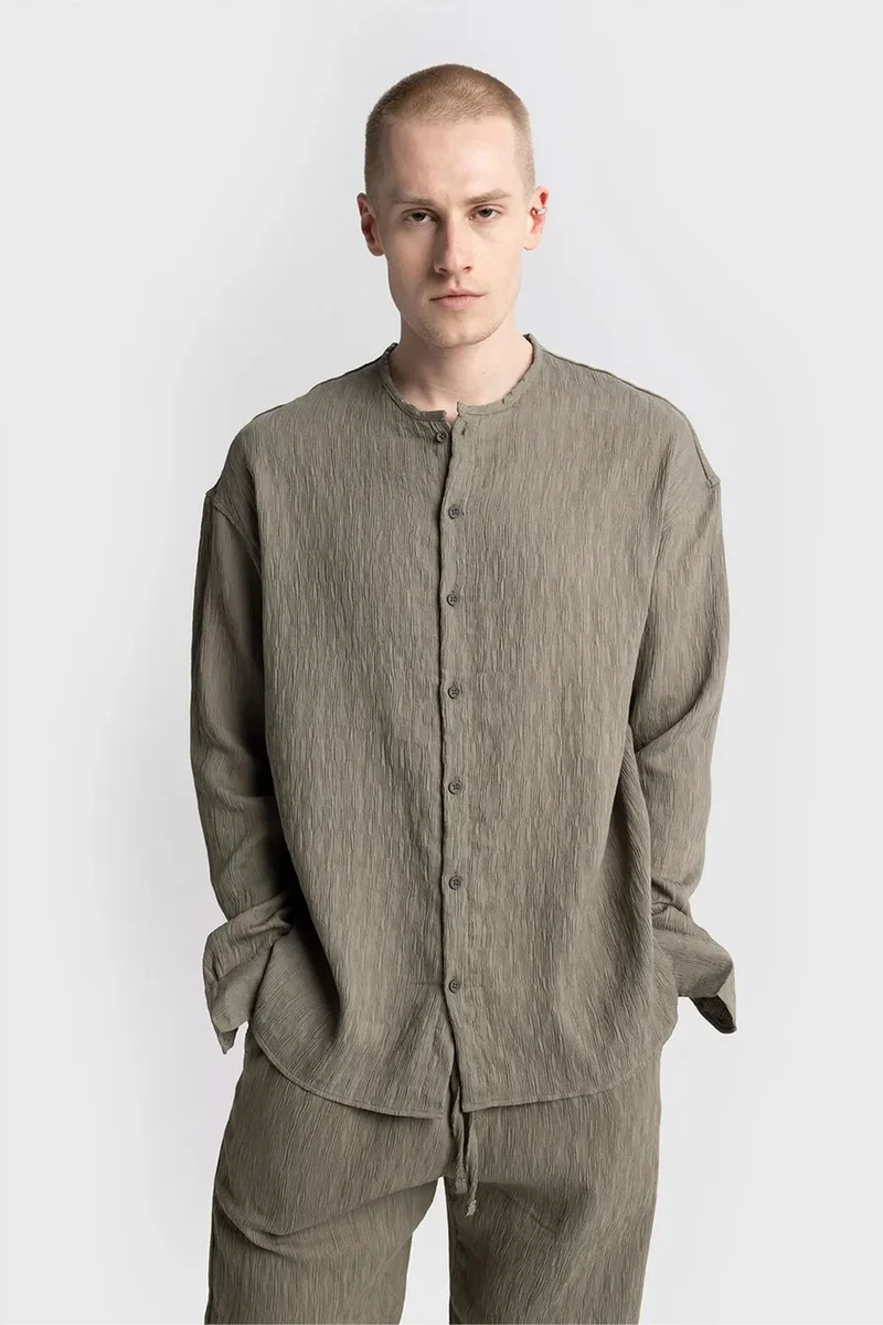 GIESTO Textured Long Sleeve Crew Neck Shirt