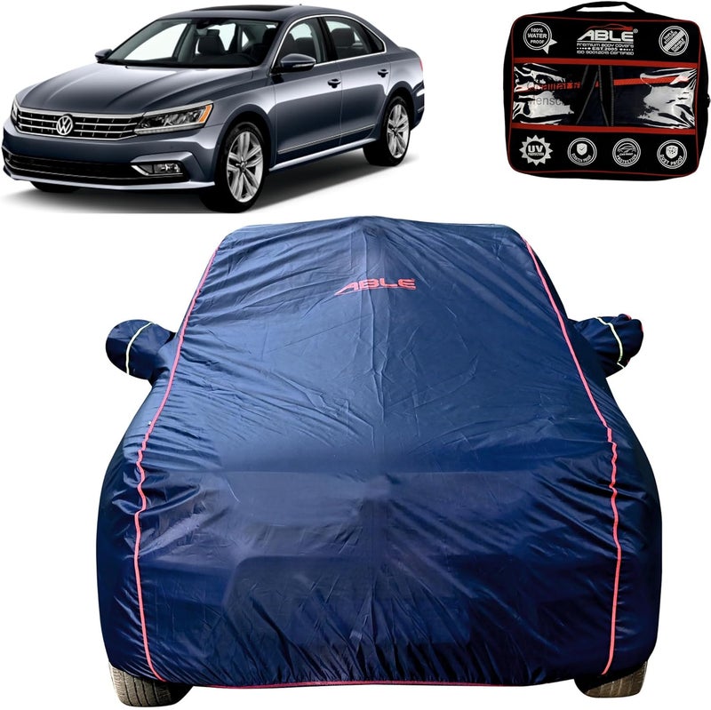 Able Parashuit Blue WR Series Car Body Cover with Mirror Pockets and Driver Door Zipper Compatible for Volkswagen Passat (2015 TOT Till Now Model) - Image 1