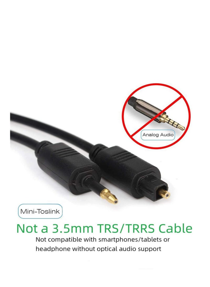 Generic - Digital Optical Audio Cable Toslink to Mini Toslink 3.5mm Gold Plated Heavy Duty PVC Jacket for Soundbar Mini TV Box DVD CD Game Console Noise-Free High Fidelity Sound 1m - Image 1
