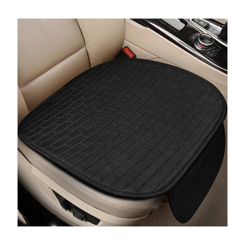 KVAEY Linen Back Car Seat Cover AntiSlip Long Bottom Rear Seat Cover Protector with Storage Pockets Breathable Linen Rear Bench Seat Protector Cushion Pad for Most Vehicles Black Front