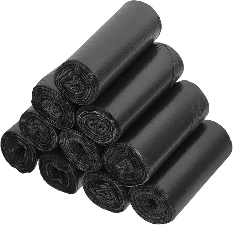 أكياس قمامة صغيرة 30x35 سم 10 لفات 300 قطعة أكياس قمامة سوداء قابلة للتخلص منها لسلة المهملات في المنزل والمكتب - Image 1