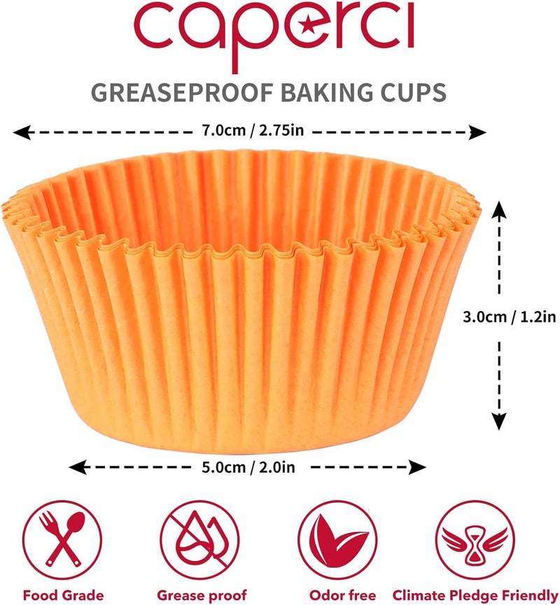 Caperci Standard Orange Cupcake Muffin Liners 500-Count, No Smell, Food Grade & Grease-Proof Paper Baking Cups (Orange) - Image 4